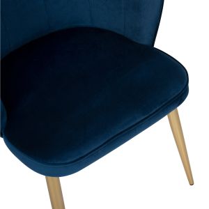 Стол Princess AVIE HM8737.08 син плюш златни метални крака 48x48x85Hcm.