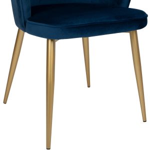 Стол Princess AVIE HM8737.08 син плюш златни метални крака 48x48x85Hcm.