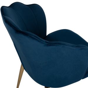 Стол Princess AVIE HM8737.08 син плюш златни метални крака 48x48x85Hcm.