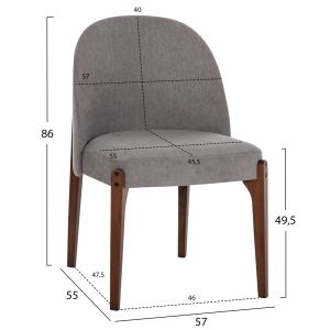 Стол Rammer Hm9744,01 от каучуково дърво със сива дамаска 57x55x86hcm