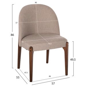 Стол Rammer Hm9744,02 от каучуково дърво с дамаска цвят екрю 57x55x86hcm