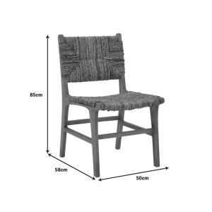 Refane chair natural color teak wood and banana rope 50x58x85cm