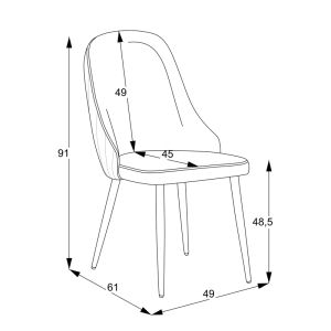 Remis chair in cream color with black metal legs 49x61x91cm