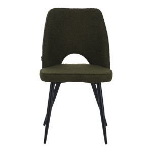 Стол Renish букле в тъмно зелен цвят с черни метални крака 61x47x91.5см