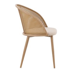 Riccardo chair made of rattan and metal in beige color 56x52x82 cm