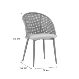 Riccardo chair made of rattan and metal in beige color 56x52x82 cm