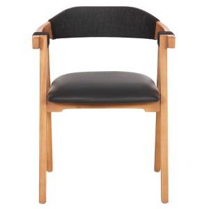 Стол Rimini тиково дърво в естествено-черно въже и Pu седалка 60x61x76hcm Hm9867