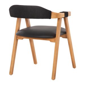 Стол Rimini тиково дърво в естествено-черно въже и Pu седалка 60x61x76hcm Hm9867