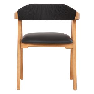 Стол Rimini тиково дърво в естествено-черно въже и Pu седалка 60x61x76hcm Hm9867