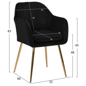 Стол Sawyer Hm8523,04 черно кадифе и златни крака