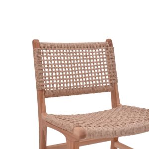 Sponze chair teak wood frame and rope in natural color 50x58x85cm
