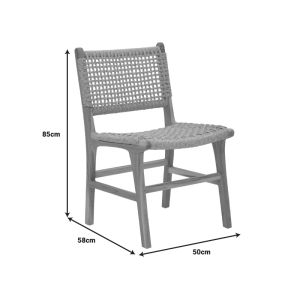 Sponze chair teak wood frame and rope in natural color 50x58x85cm
