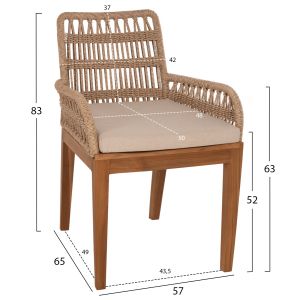 Стол Stardom Hm9760,01 от масивно тиково дърво в натурален цвят Color 57x65x83hcm