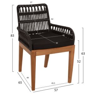 Стол Stardom Hm9760,02 от масивно тиково дърво в меден цвят 57x65x83hcm