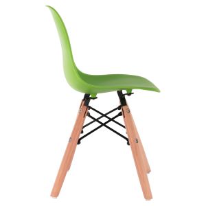 Twist Kid chair Hm8453.03 with wooden legs and green seat 30.5x33x59cm