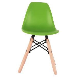 Twist Kid chair Hm8453.03 with wooden legs and green seat 30.5x33x59cm