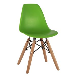 Twist Kid chair Hm8453.03 with wooden legs and green seat 30.5x33x59cm