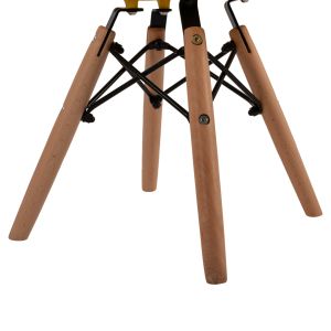 Twist Kid Chair Hm8453.04 with Wooden Legs and Yellow Pp Seat 30.5x33x59cm
