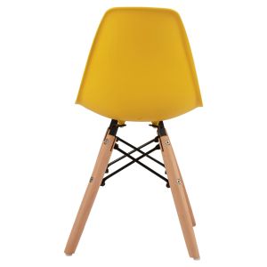 Twist Kid Chair Hm8453.04 with Wooden Legs and Yellow Pp Seat 30.5x33x59cm