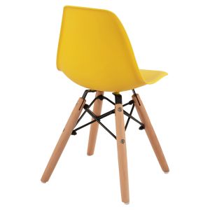 Twist Kid Chair Hm8453.04 with Wooden Legs and Yellow Pp Seat 30.5x33x59cm