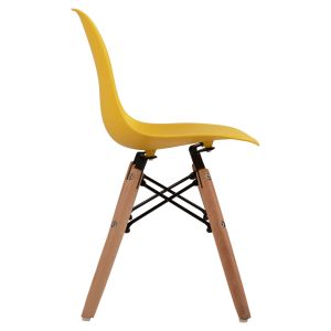 Twist Kid Chair Hm8453.04 with Wooden Legs and Yellow Pp Seat 30.5x33x59cm