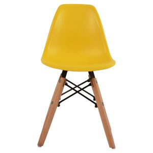 Twist Kid Chair Hm8453.04 with Wooden Legs and Yellow Pp Seat 30.5x33x59cm