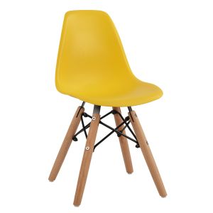 Twist Kid Chair Hm8453.04 with Wooden Legs and Yellow Pp Seat 30.5x33x59cm