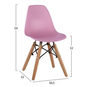 Twist Kid Chair Hm8453.05 with Wooden Legs and Pink Pp Seat 30.5x33x59cm