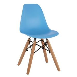 Twist Kid Chair Hm8453.08 with Wooden Legs and Blue Pp Seat 30.5x33x59cm