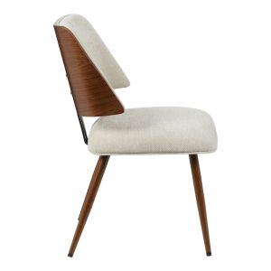 СТОЛ UBANE БЕЖОВ ПЛЮШЕН ПЛАТ-ОРЕХ МЕТАЛНИ КРАКА 53X62.5X85СМ