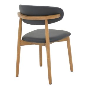 Ubene chair made of rubber wood and Pu in walnut and black shade 46x58x79cm
