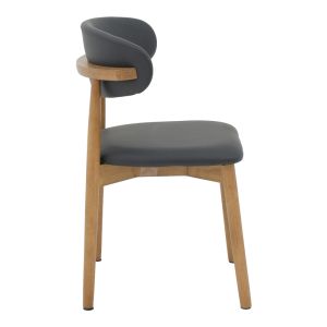 Ubene chair made of rubber wood and Pu in walnut and black shade 46x58x79cm