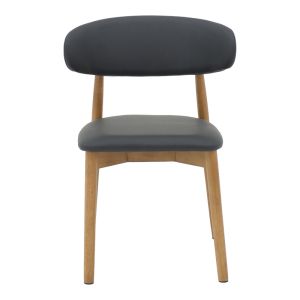 Ubene chair made of rubber wood and Pu in walnut and black shade 46x58x79cm