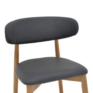 Ubene chair made of rubber wood and Pu in walnut and black shade 46x58x79cm