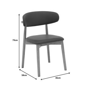 Ubene chair made of rubber wood and Pu in walnut and black shade 46x58x79cm