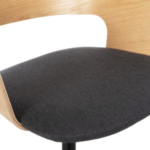 Стол Velp дърво в натурален цвят - черни метални крака - сива дамаска 55,5x50x79hcm Hm9616,02