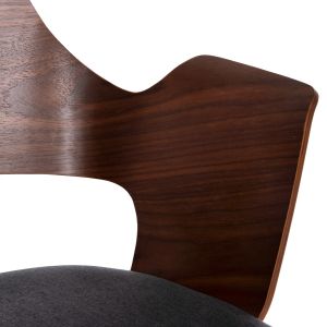 Стол Velp дърво цвят орех - черни метални крака - сива дамаска 55,5x50x79hcm Hm9616,04