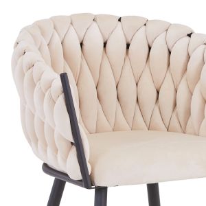 Vivian Luanda chair beige velvet fabric and black metal legs 61x55x80cm