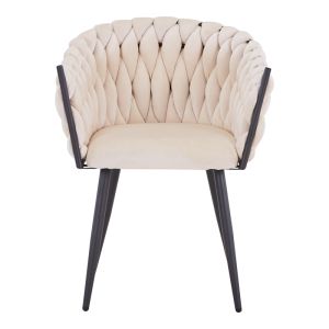 Vivian Luanda chair beige velvet fabric and black metal legs 61x55x80cm