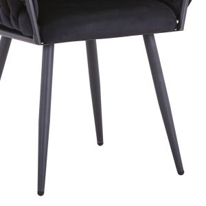 Vivian Luanda chair, black velvet fabric and black metal legs, 61x55x80cm