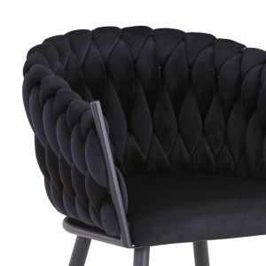 Vivian Luanda chair, black velvet fabric and black metal legs, 61x55x80cm