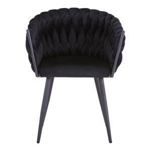 Vivian Luanda chair, black velvet fabric and black metal legs, 61x55x80cm
