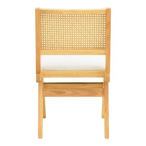 Стол Winslow от каучуково дърво в естествен нюанс - бял плат 46x58x80 см