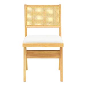 Стол Winslow от каучуково дърво в естествен нюанс - бял плат 46x58x80 см