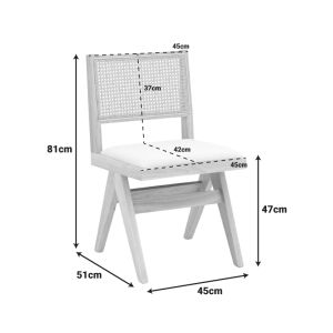 Стол Winslow от каучуково дърво в естествен нюанс - бял плат 46x58x80 см