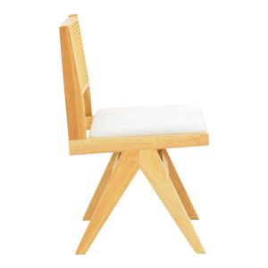 Стол Winslow от каучуково дърво в естествен нюанс - бял плат 46x58x80 см