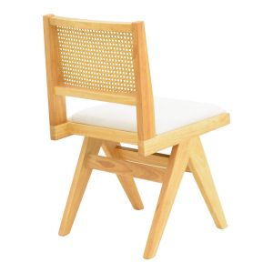 Стол Winslow от каучуково дърво в естествен нюанс - бял плат 46x58x80 см