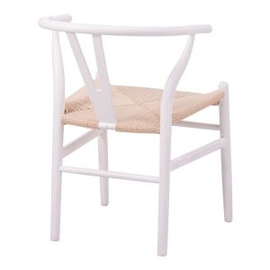 Стол Wishbone от каучуково дърво и въже в бяло 60x51x80см
