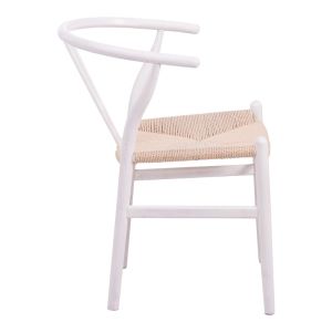 Стол Wishbone от каучуково дърво и въже в бяло 60x51x80см