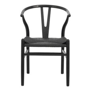 Стол Wishbone от каучуково дърво и въже в черен цвят 60x51x80см
